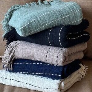 Throw With Stitching Detail & Fringe