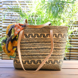 Rattan Motif with tan leather strap