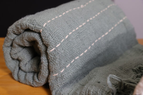 Throw With Stitching Detail & Fringe - Image 4