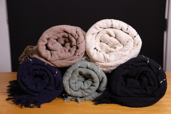 Throw With Stitching Detail & Fringe - Image 7
